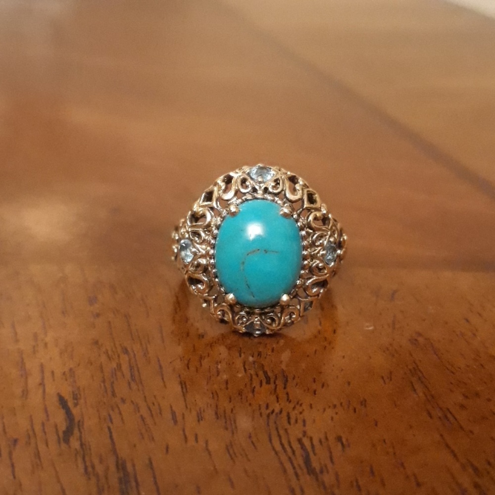 Antique Style Silver topaz/ turquoise ring